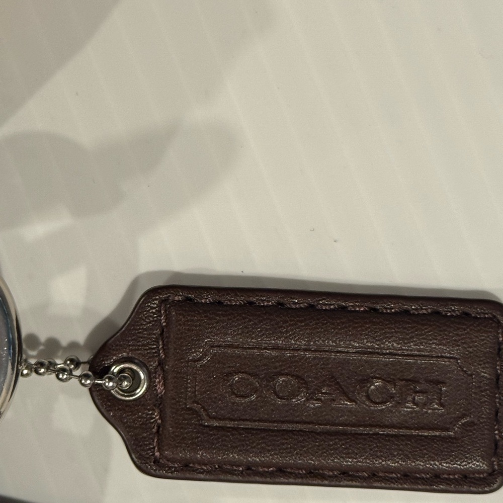 Coach Dark Brown Leather Shoulder Bag with Scarf Accent NWOT - Picture 5 of 13